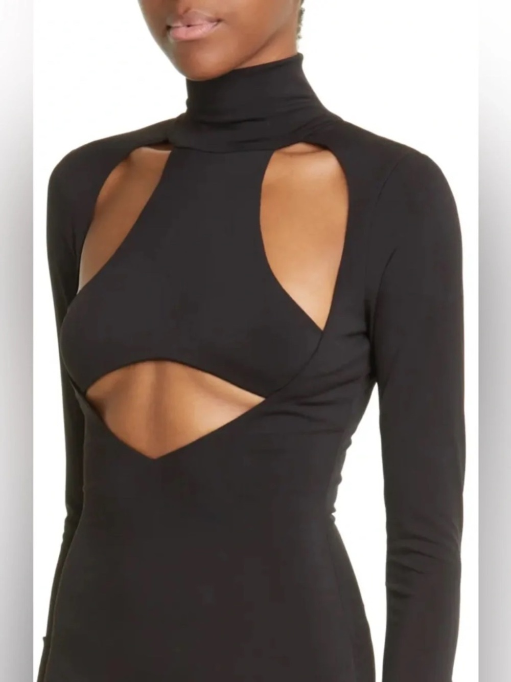 Laquan Smith Black Long-Sleeve Cutout Women's Top small - Picture 3 of 9